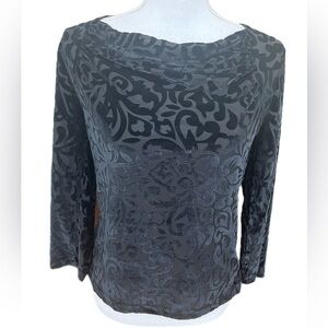 Jones New York Blouse Women's Small Sheer Velvet Built In Cami 3/4 Sleeve